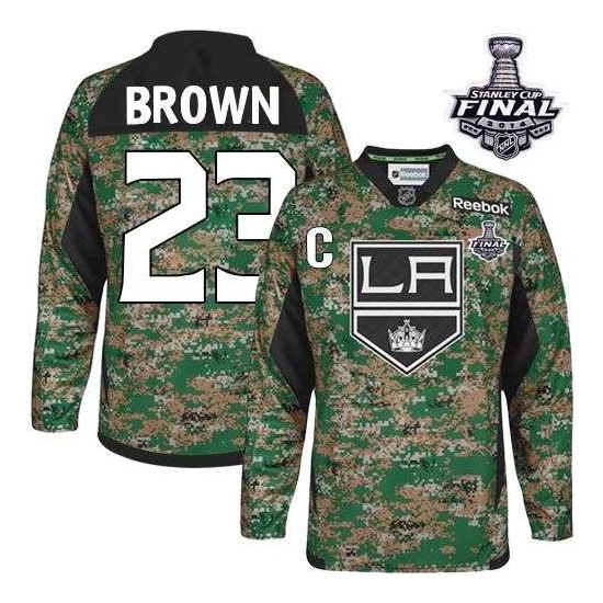 Dustin Brown Los Angeles Kings Camo Authentic 2014 Stanley Cup Veterans Day Practice Reebok Jersey - Brown