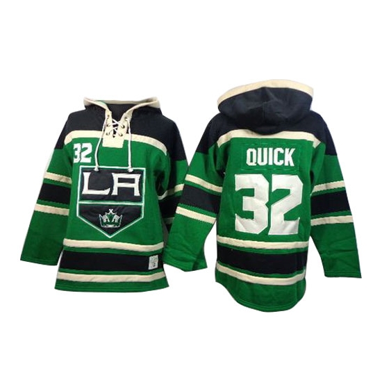 Jonathan Quick Los Angeles Kings Old Time Hockey Authentic St. Patrick's Day McNary Lace Hoodie Jersey - Green
