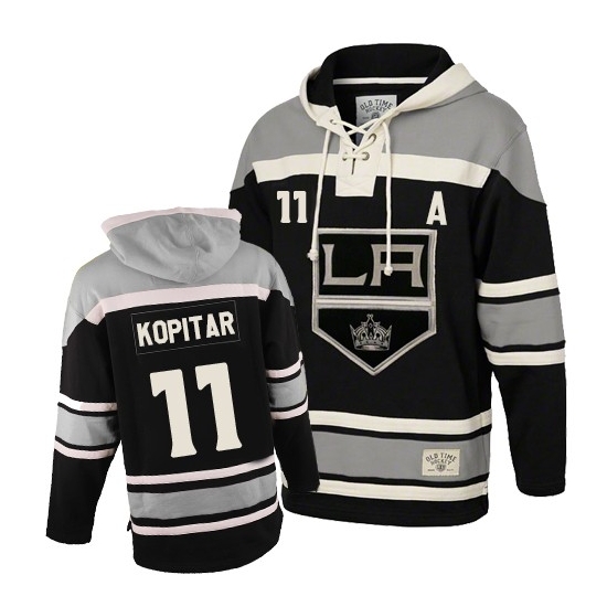 Anze Kopitar Los Angeles Kings Old Time Hockey Authentic Sawyer Hooded Sweatshirt Jersey - Black