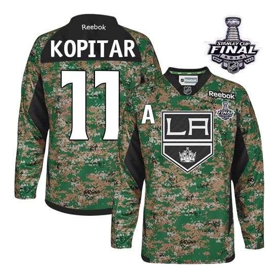 Anze Kopitar Los Angeles Kings Youth Authentic 2014 Stanley Cup Veterans Day Practice Reebok Jersey - Camo