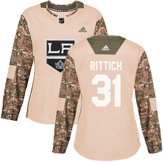 David Rittich Los Angeles Kings Women's Authentic Veterans Day Practice Adidas Jersey - Camo