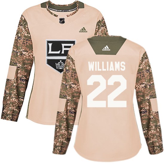 Tiger Williams Los Angeles Kings Women's Authentic Veterans Day Practice Adidas Jersey - Camo