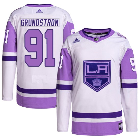 Carl Grundstrom Los Angeles Kings Authentic Hockey Fights Cancer Primegreen Adidas Jersey - White/Purple