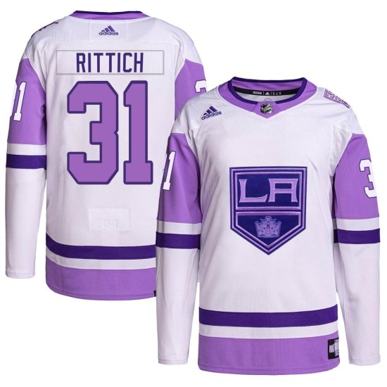 David Rittich Los Angeles Kings Authentic Hockey Fights Cancer Primegreen Adidas Jersey - White/Purple