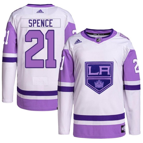 Jordan Spence Los Angeles Kings Authentic Hockey Fights Cancer Primegreen Adidas Jersey - White/Purple