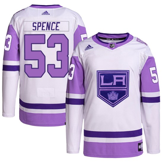 Jordan Spence Los Angeles Kings Authentic Hockey Fights Cancer Primegreen Adidas Jersey - White/Purple