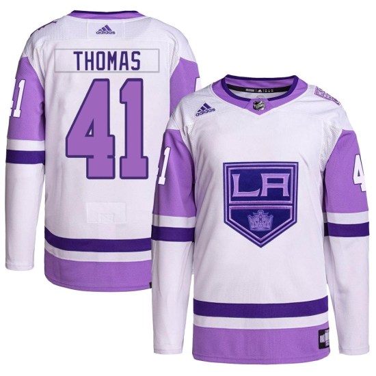 Akil Thomas Los Angeles Kings Authentic Hockey Fights Cancer Primegreen Adidas Jersey - White/Purple