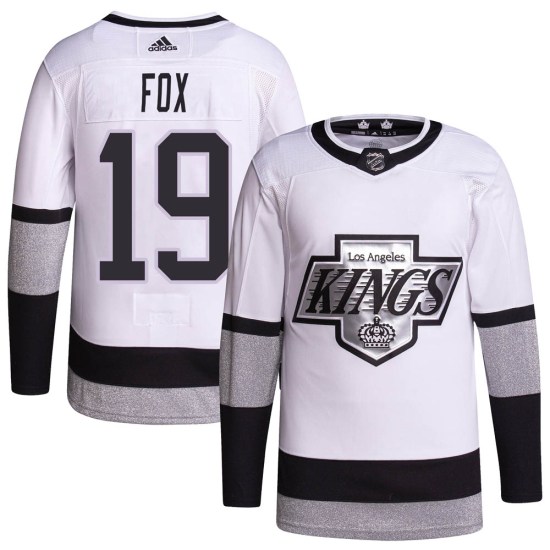 Jim Fox Los Angeles Kings Youth Authentic 2021/22 Alternate Primegreen Pro Player Adidas Jersey - White
