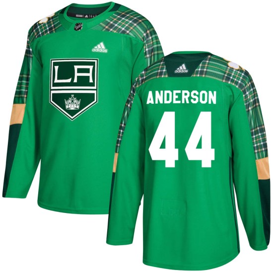 Mikey Anderson Los Angeles Kings Authentic ized St. Patrick's Day Practice Adidas Jersey - Green