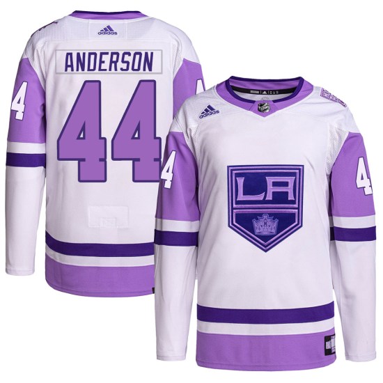 Mikey Anderson Los Angeles Kings Youth Authentic Hockey Fights Cancer Primegreen Adidas Jersey - White/Purple