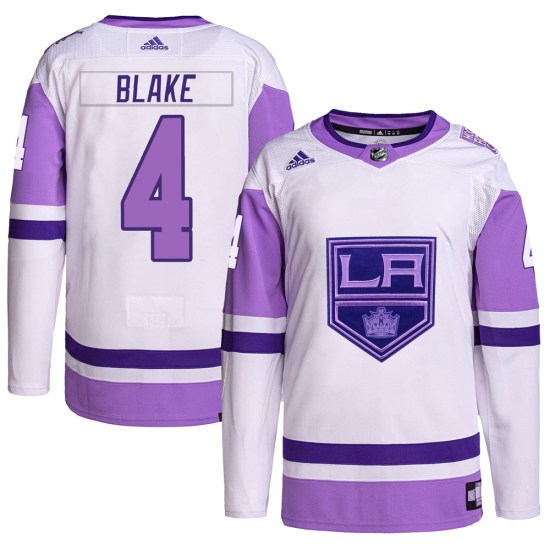 Rob Blake Los Angeles Kings Youth Authentic Hockey Fights Cancer Primegreen Adidas Jersey - White/Purple