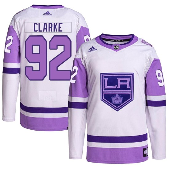 Brandt Clarke Los Angeles Kings Youth Authentic Hockey Fights Cancer Primegreen Adidas Jersey - White/Purple