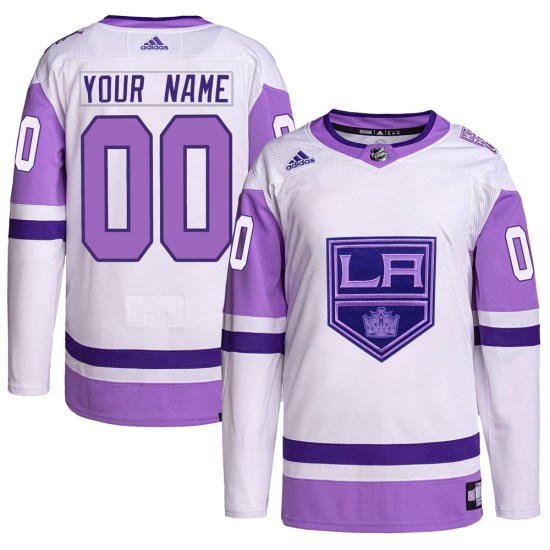 Custom Los Angeles Kings Youth Authentic Custom Hockey Fights Cancer Primegreen Adidas Jersey - White/Purple