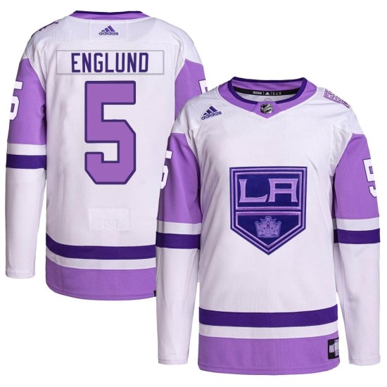 Andreas Englund Los Angeles Kings Youth Authentic Hockey Fights Cancer Primegreen Adidas Jersey - White/Purple