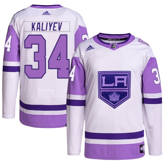 Arthur Kaliyev Los Angeles Kings Youth Authentic Hockey Fights Cancer Primegreen Adidas Jersey - White/Purple