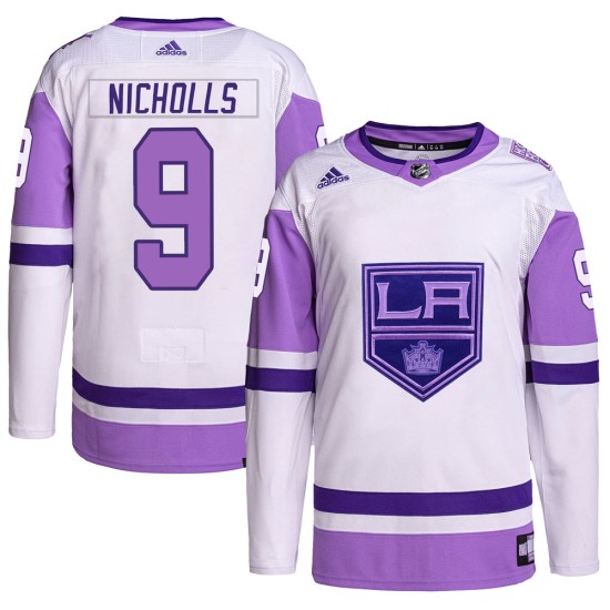 Bernie Nicholls Los Angeles Kings Youth Authentic Hockey Fights Cancer Primegreen Adidas Jersey - White/Purple
