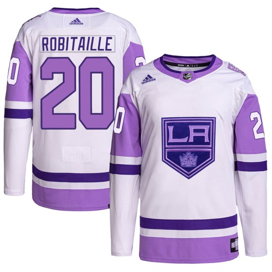 Luc Robitaille Los Angeles Kings Youth Authentic Hockey Fights Cancer Primegreen Adidas Jersey - White/Purple