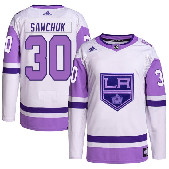 Terry Sawchuk Los Angeles Kings Youth Authentic Hockey Fights Cancer Primegreen Adidas Jersey - White/Purple
