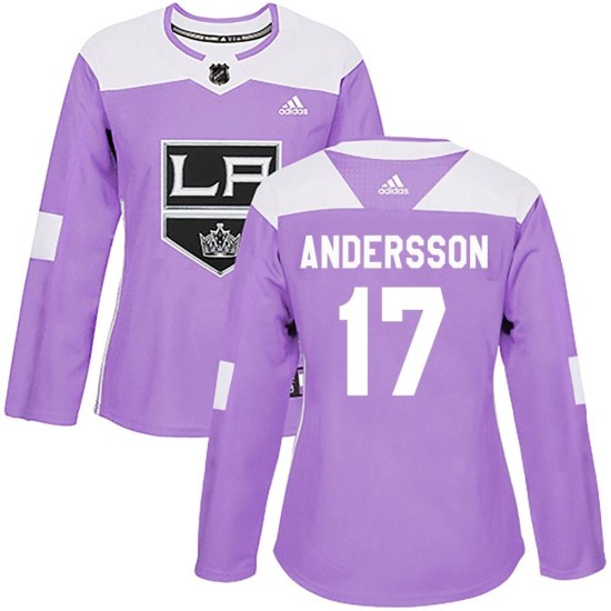 Lias Andersson Los Angeles Kings Women's Authentic Fights Cancer Practice Adidas Jersey - Purple