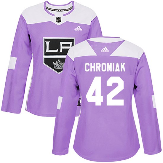 Martin Chromiak Los Angeles Kings Women's Authentic Fights Cancer Practice Adidas Jersey - Purple