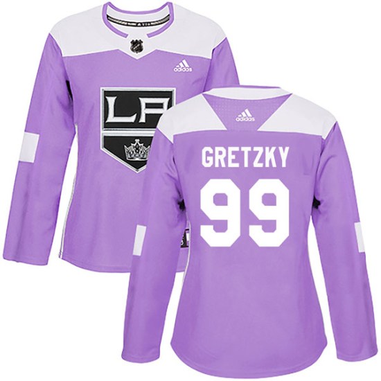 Wayne Gretzky Los Angeles Kings Women's Authentic Fights Cancer Practice Adidas Jersey - Purple