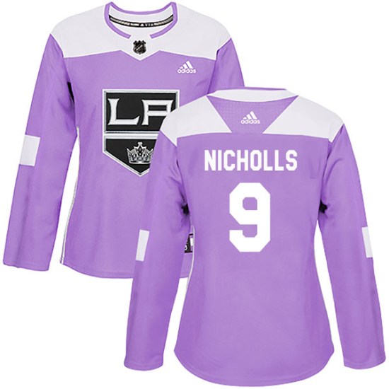 Bernie Nicholls Los Angeles Kings Women's Authentic Fights Cancer Practice Adidas Jersey - Purple
