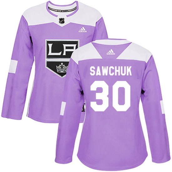 Terry Sawchuk Los Angeles Kings Women's Authentic Fights Cancer Practice Adidas Jersey - Purple