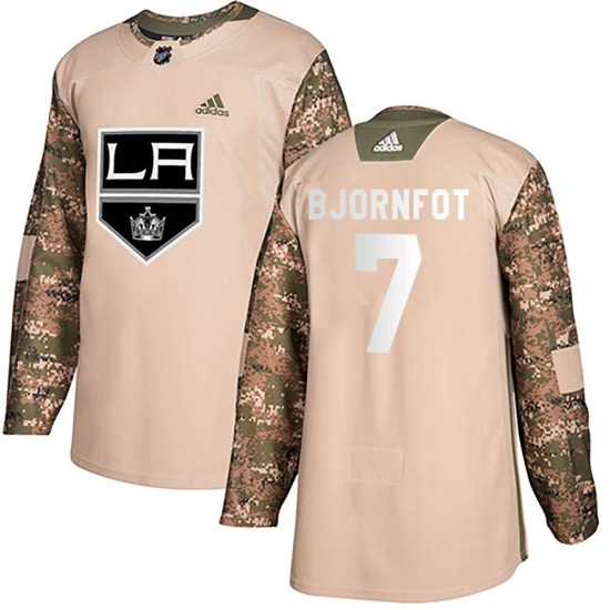 Tobias Bjornfot Los Angeles Kings Youth Authentic Veterans Day Practice Adidas Jersey - Camo