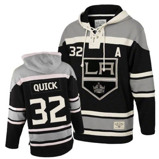 Jonathan Quick Los Angeles Kings Youth Authentic Old Time Hockey Sawyer Hooded Sweatshirt - Black